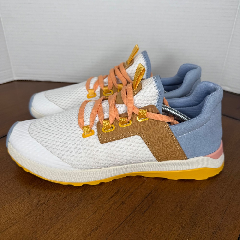 OluKai Women's Sneakers in White, Blue, and Yellow